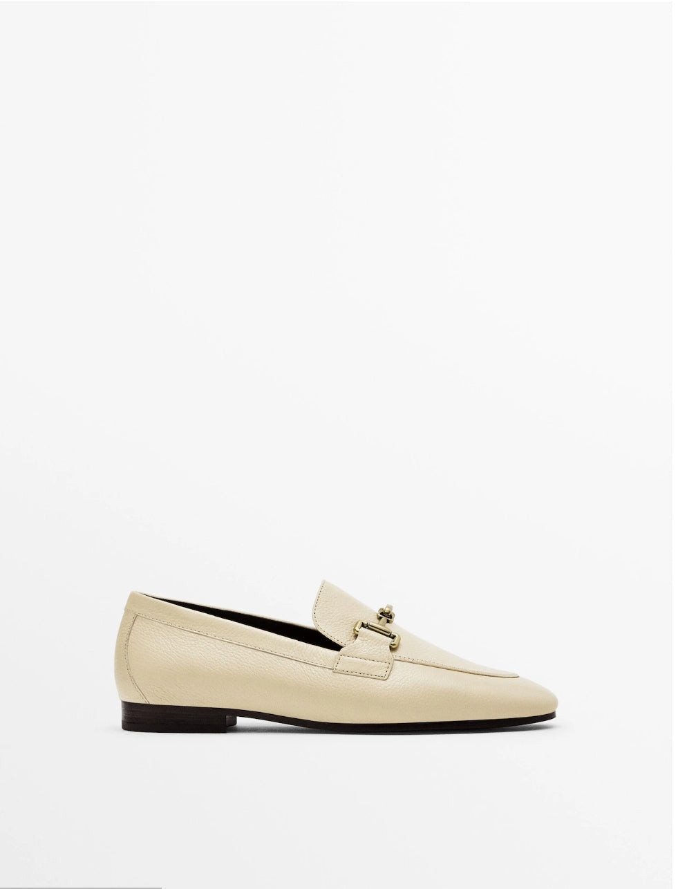 Mocassins Cuir Boucle Métallique Cru