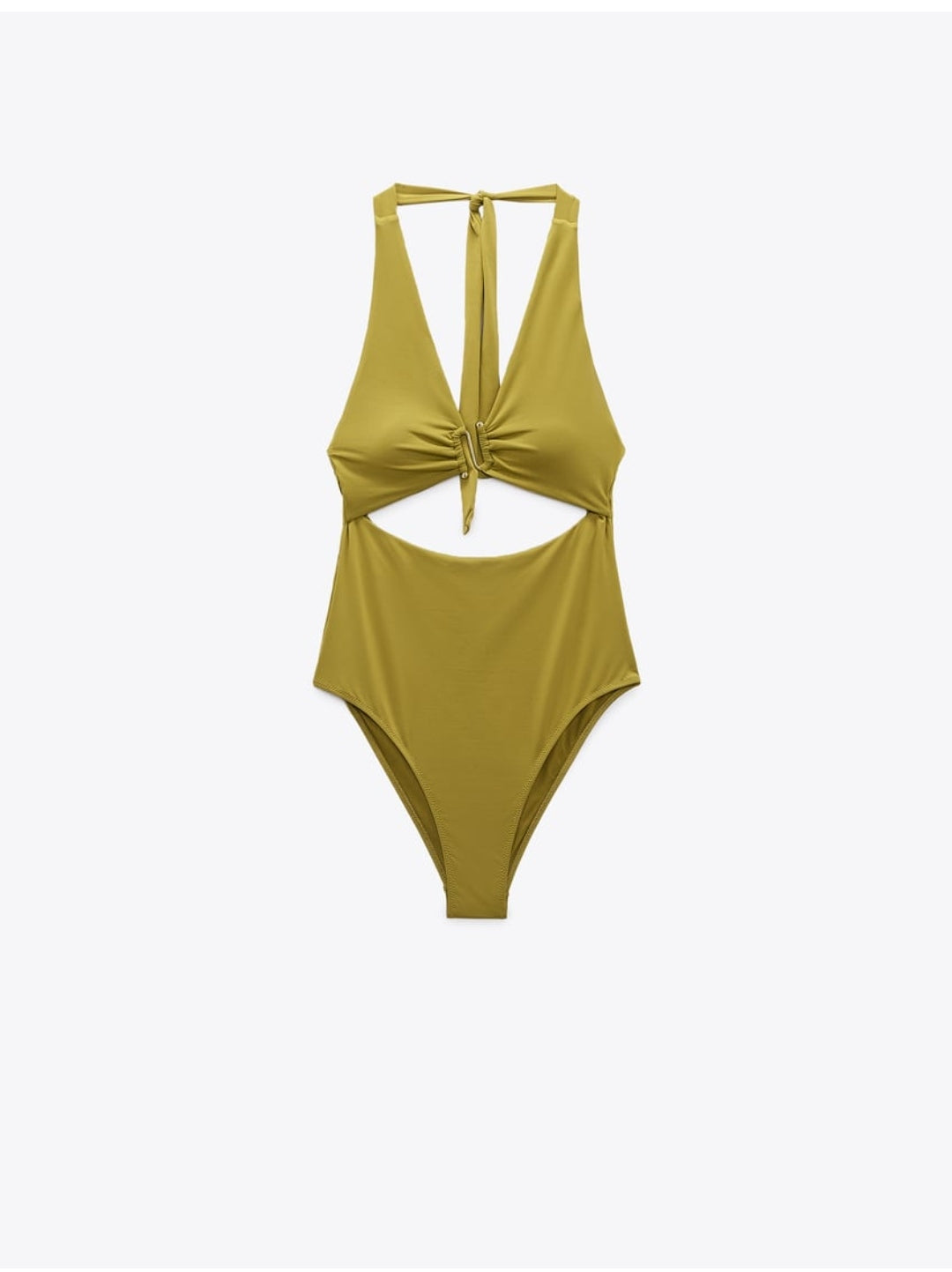 MAILLOT DE BAIN DOS NU À PIÈCE MÉTALLIQUE VERT OLIVE