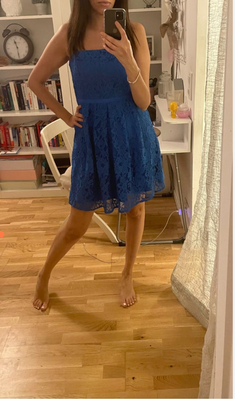 MORGAN ROBE BUSTIER DENTELLE PEACOCK BLUE