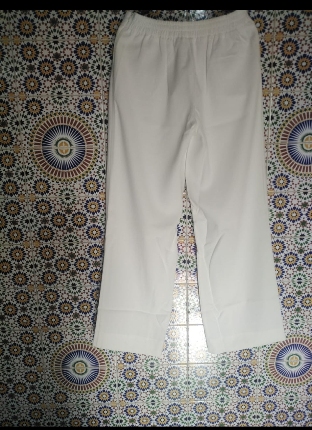 Pantalon Droit En Crêpe Massimo Dutti Blanc Cassé