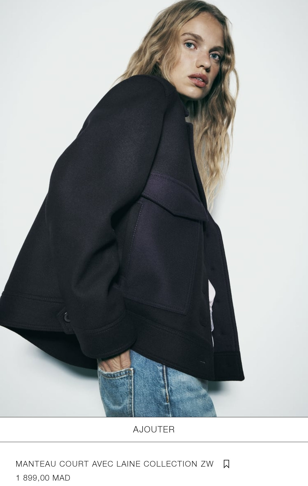 MANTEAU COURT À BLOCS DE COULEUR AVEC LAINE COLLECTION ZW
