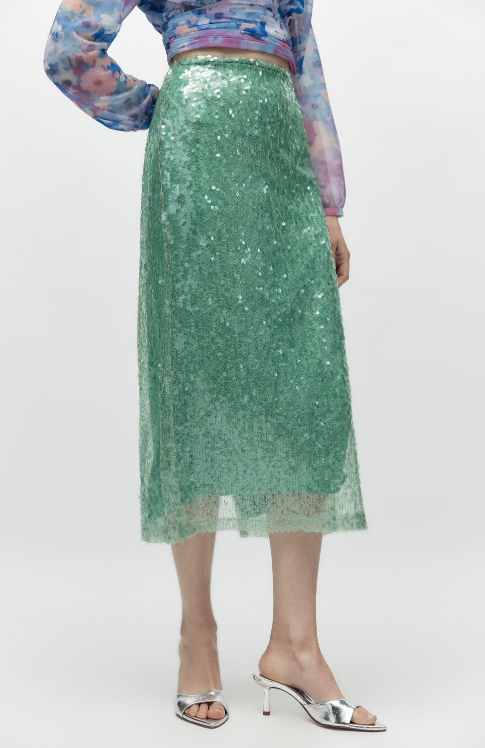Jupe Droite À Sequins Green 💚