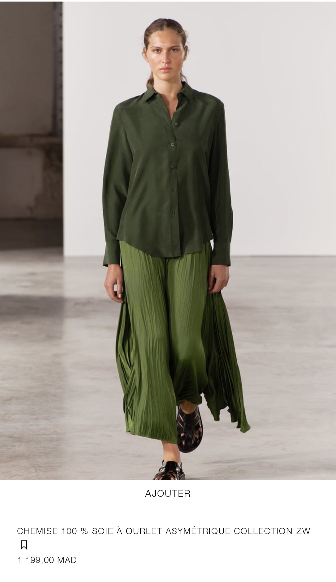 CHEMISE 100% SOIE À OURLET ASYMÉTRIQUE COLLECTION ZW