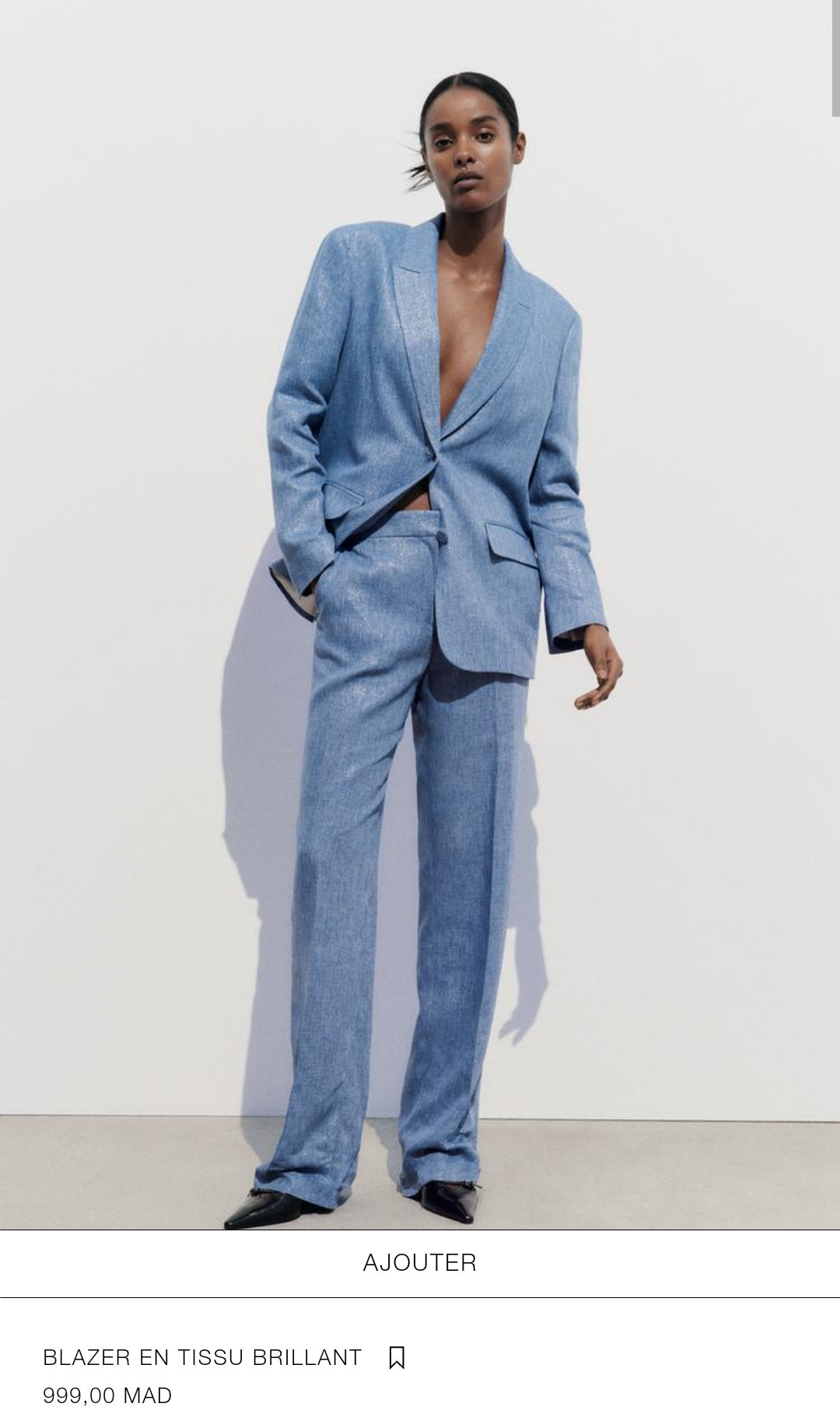ENSEMBLE BLAZER | PANTALON DROIT EN TISSU BRILLANT