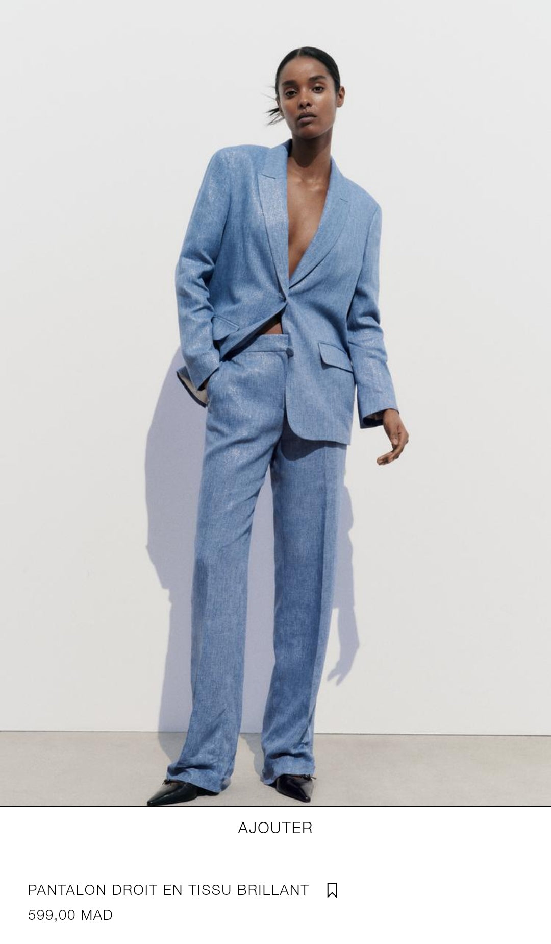 ENSEMBLE BLAZER | PANTALON DROIT EN TISSU BRILLANT