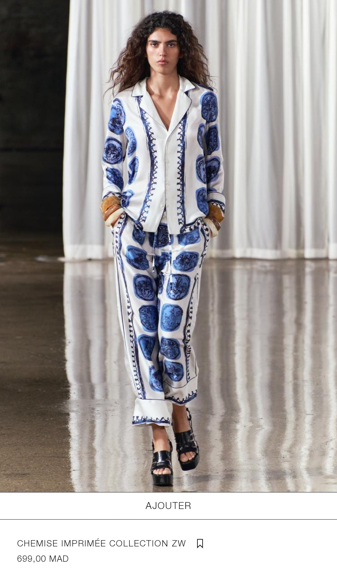 Chemise Imprimée Collection ZW Blanc Bleu Marine