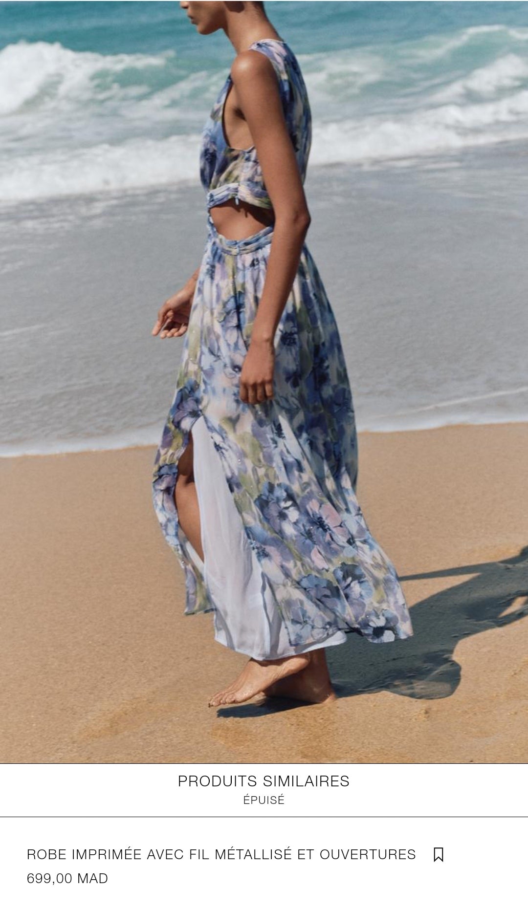 ROBE IMPRIMÉE AVEC FIL MÉTALLISÉ ET OUVERTURES
