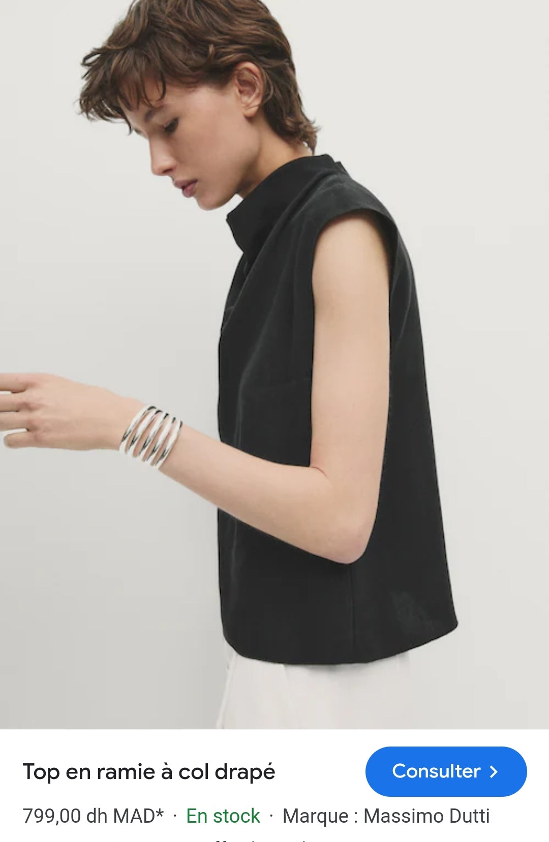 TOP EN RAMIE À COL DRAPÉ MASSIMO DUTTI