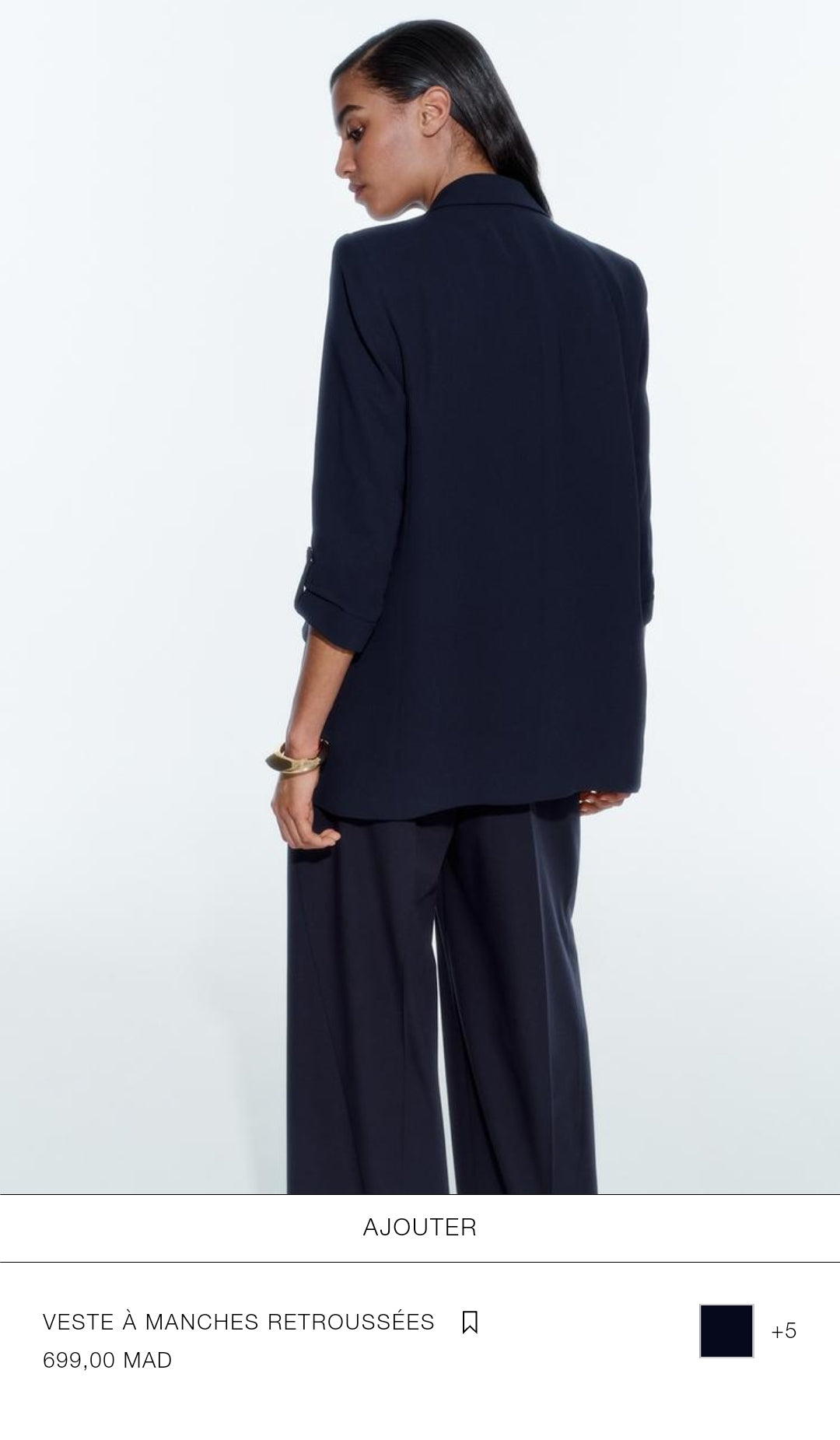VESTE À MANCHES RETROUSSÉES BLEUE MARINE