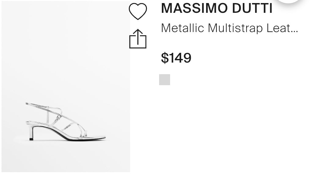 MASSIMO DUTTI SANDALES ARGENTÉES