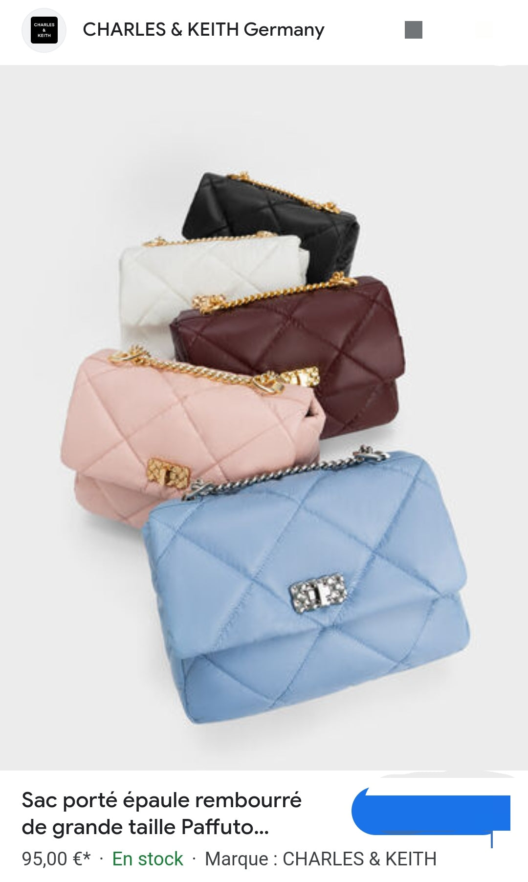 CHARLES & KHEITH SAC PORTÉE ÉPAULE REMBOURRÉ PAFFUTO 🩷