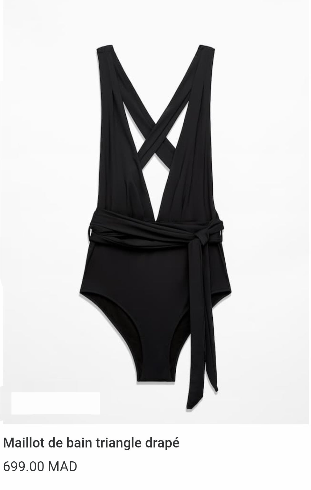 OYSHO MAILLOT DE BAIN TRIANGLE DRAPÉ NOIR