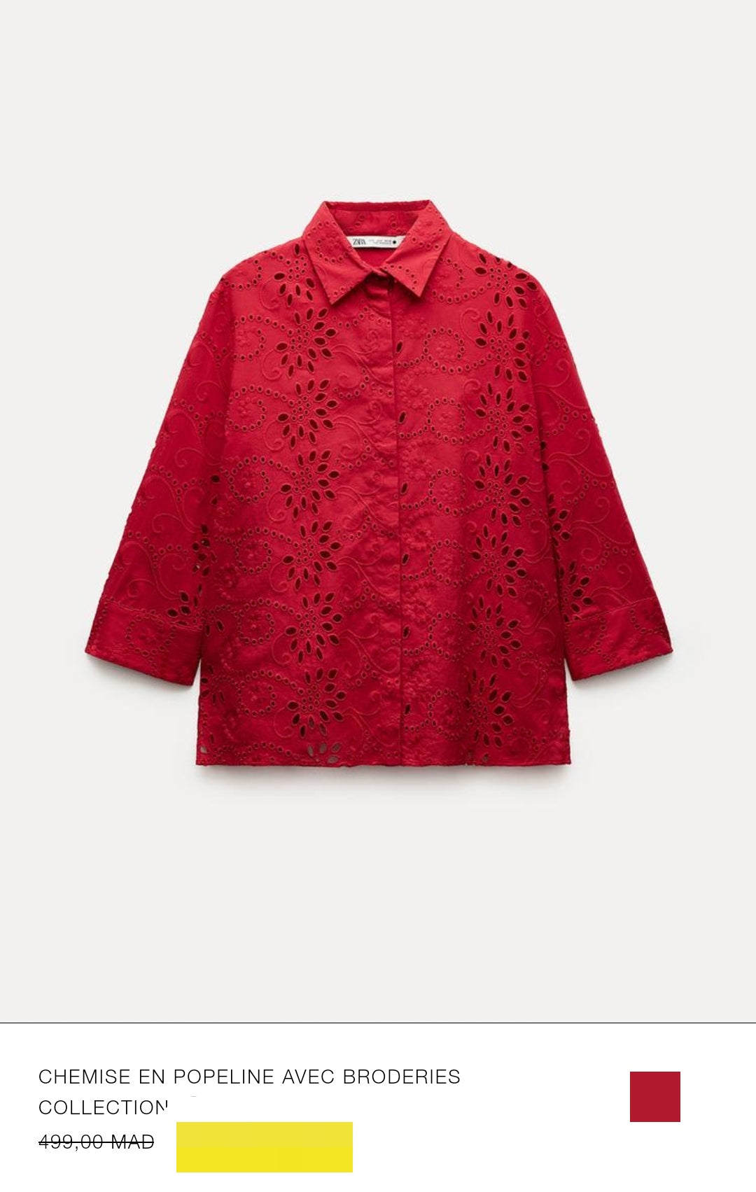 CHEMISE EN POPELINE AVEC BRODERIE