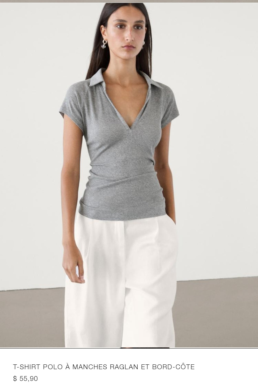 T-SHIRT RIBBED RAGLAN SLEEVE POLO MASSIMO DUTTI