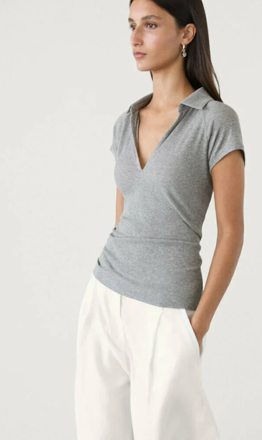 T-SHIRT RIBBED RAGLAN SLEEVE POLO MASSIMO DUTTI