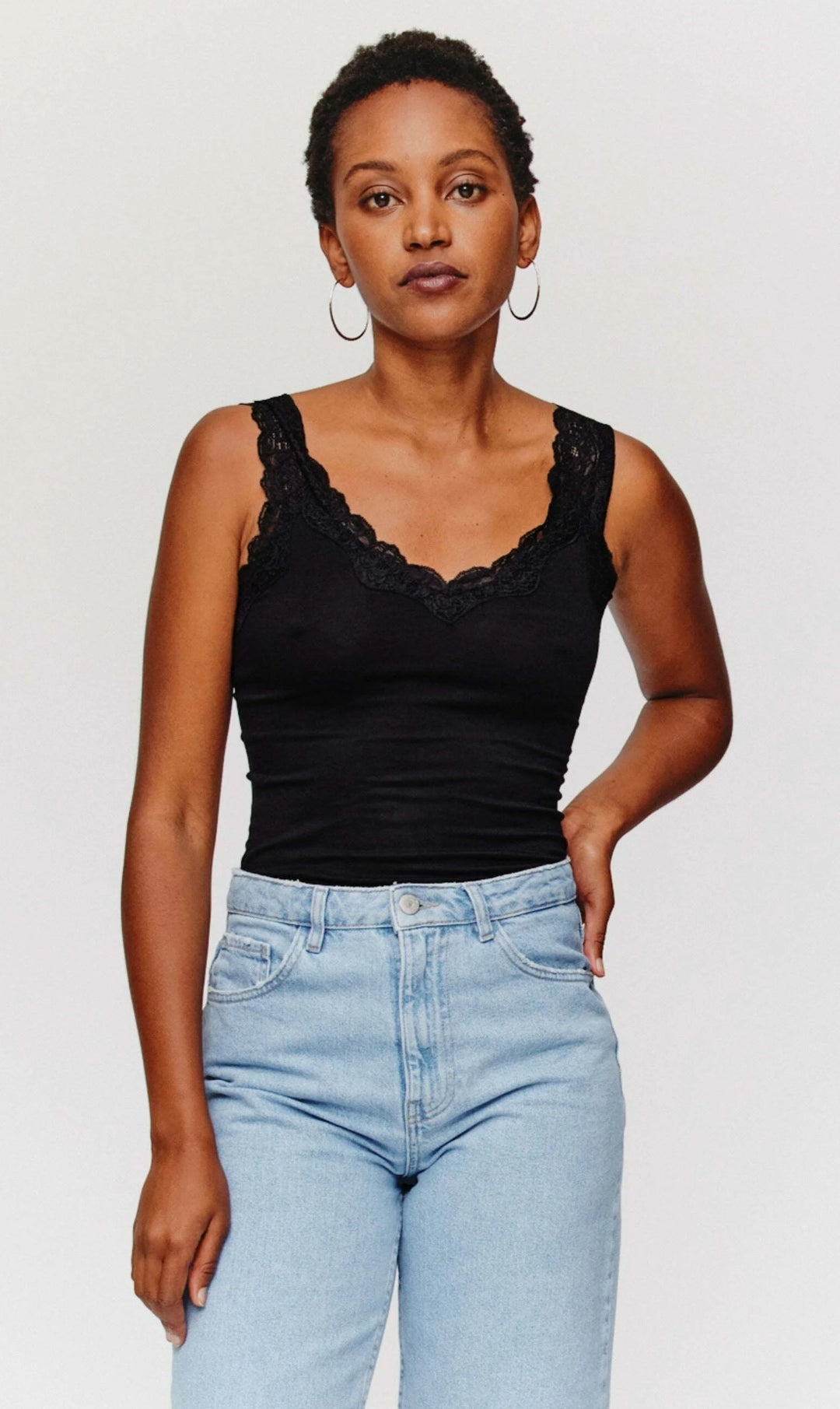PROMOD DÉBARDEUR À BRETELLES EN DENTELLE NOIR