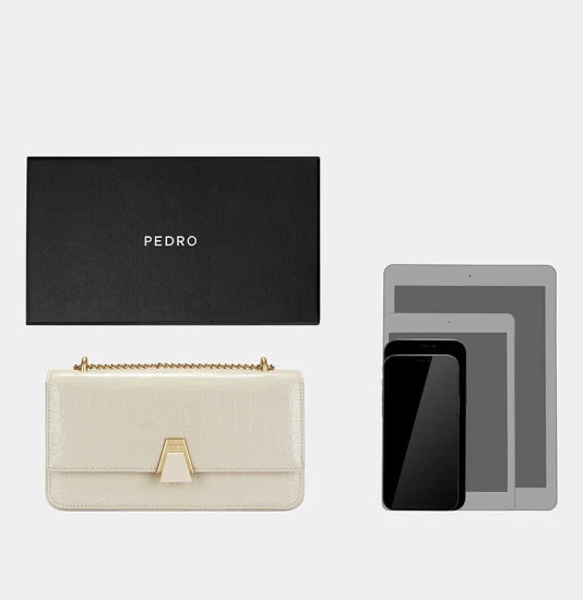 PEDRO Sac Croco Avec Chaîne Convertible - Écru