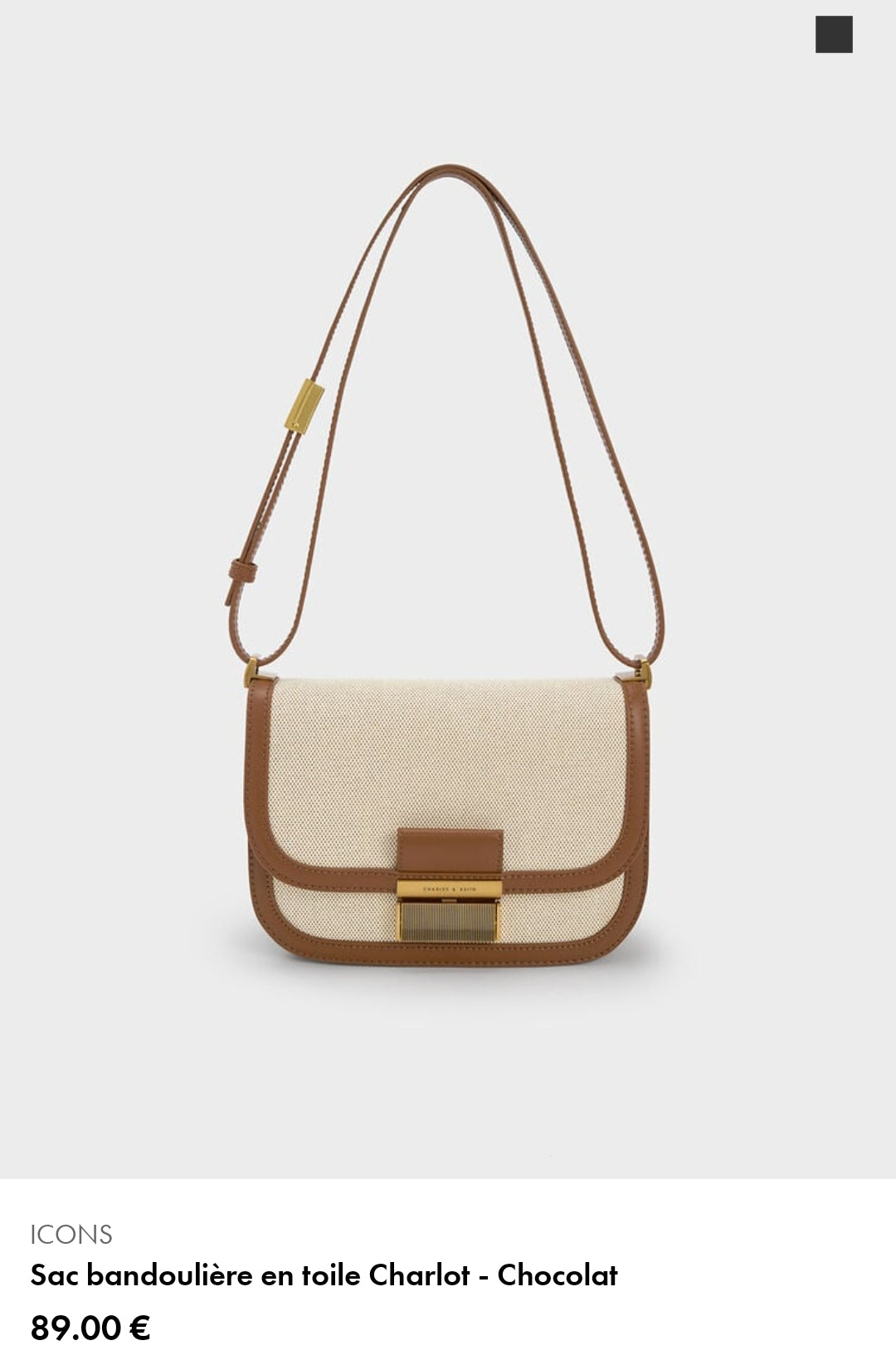 CHARLES & KEITH SAC BANDOULIÈRE EN TOILE CHARLOT