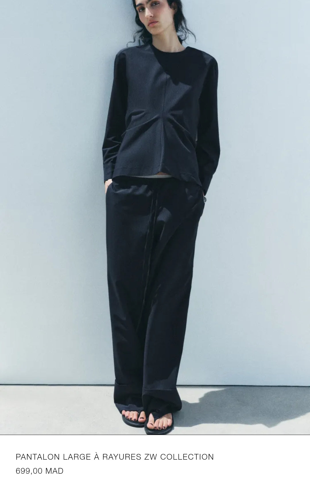 ENSEMBLE TOP DRAPÉE | PANTALON LARGE À RAYURES ZW COLLECTION