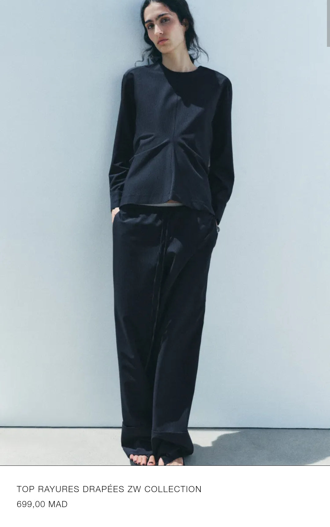 ENSEMBLE TOP DRAPÉE | PANTALON LARGE À RAYURES ZW COLLECTION