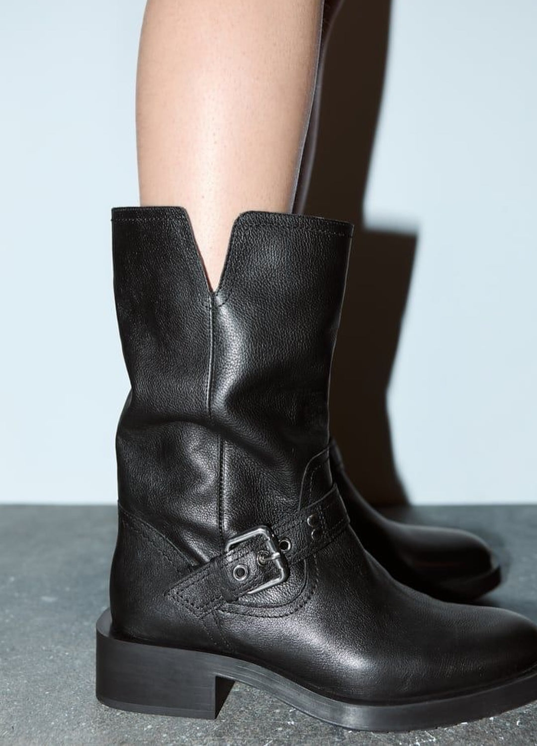 ZARA LEATHER BIKER BOOTS