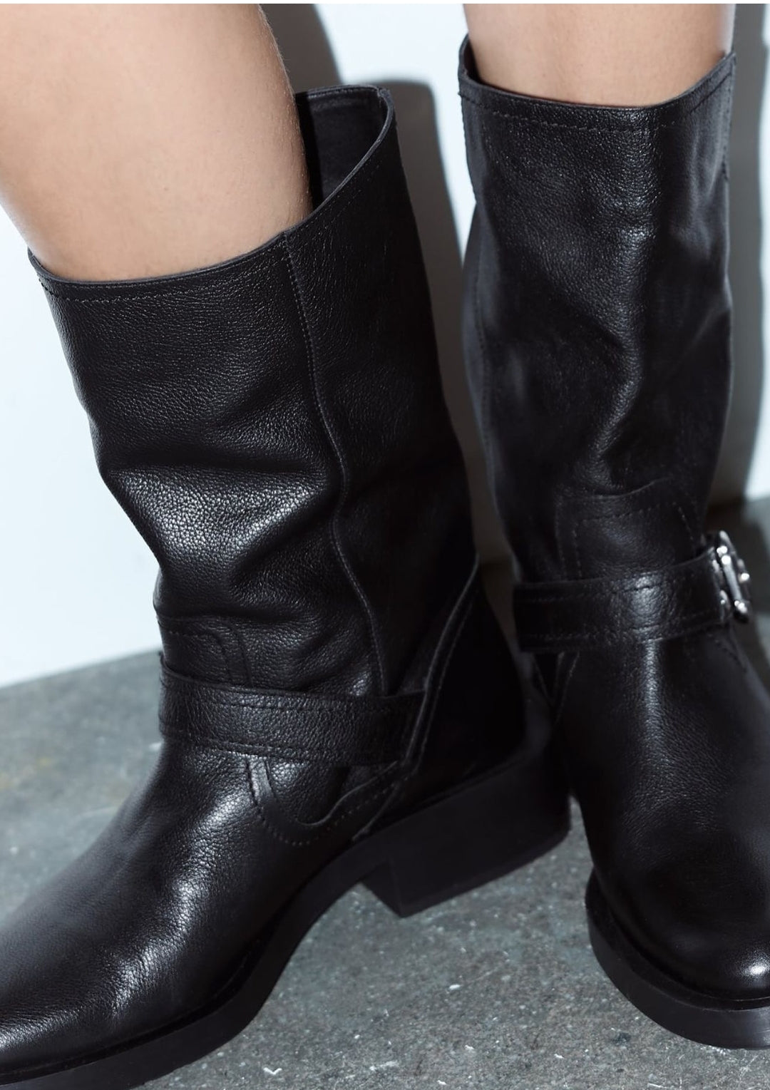 ZARA LEATHER BIKER BOOTS