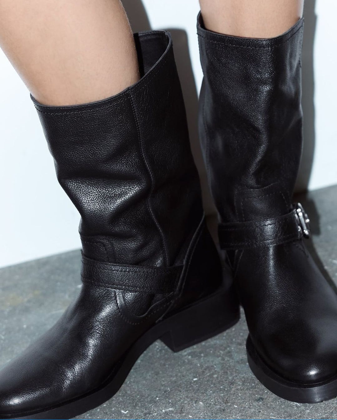 ZARA LEATHER BIKER BOOTS