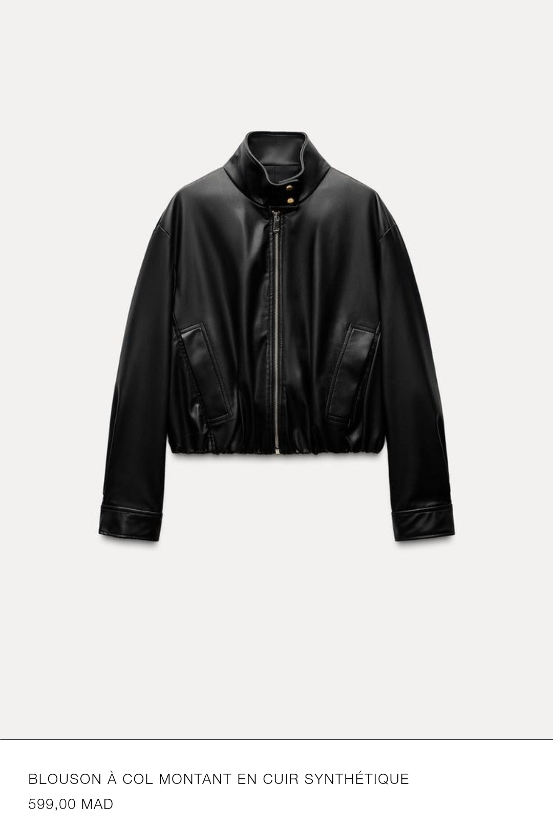 BLOUSON À COL MONTANT EN CUIR SYNTHÉTIQUE