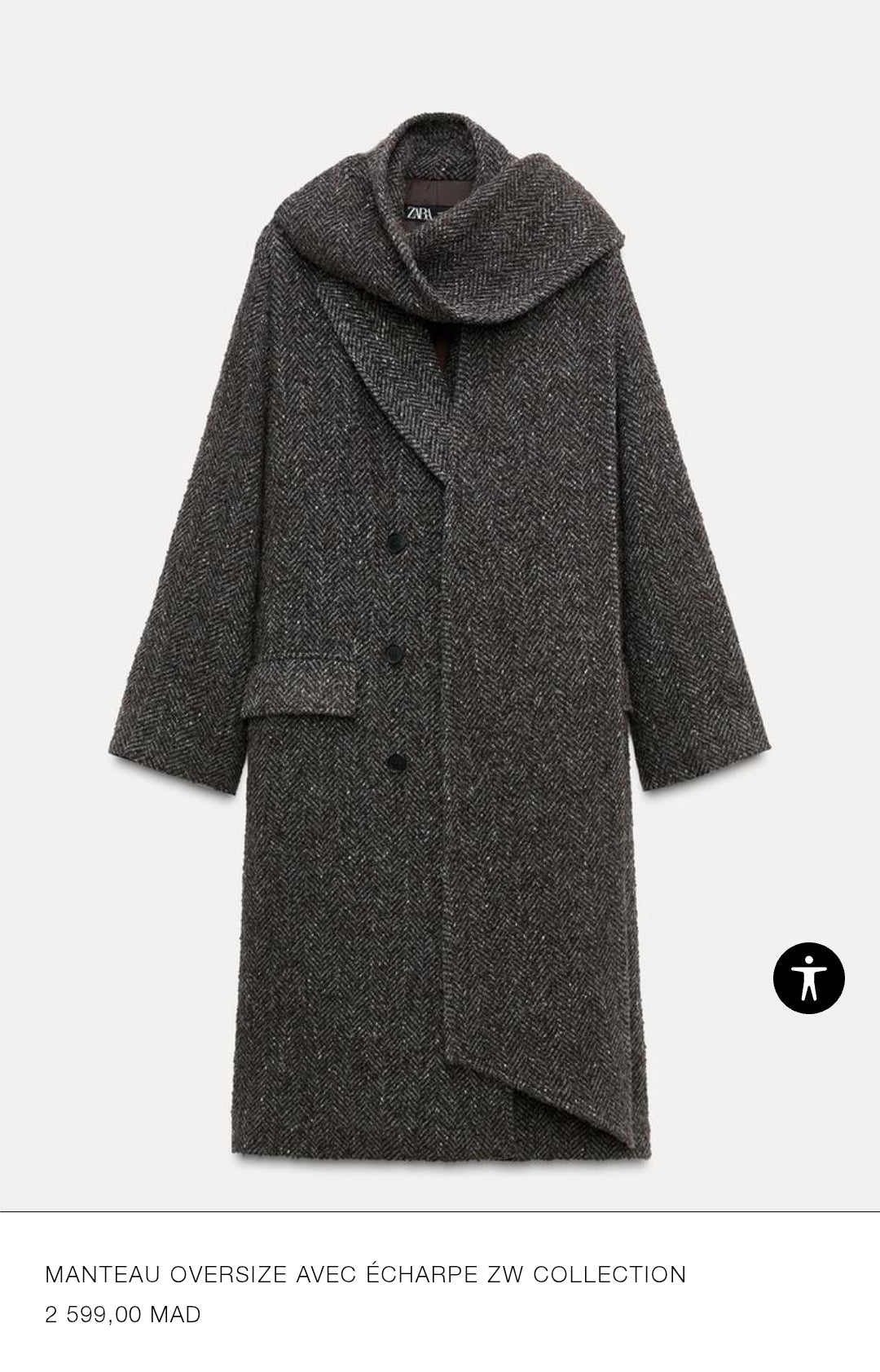 MANTEAU OVERSIZE AVEC ÉCHARPE ZW COLLECTION