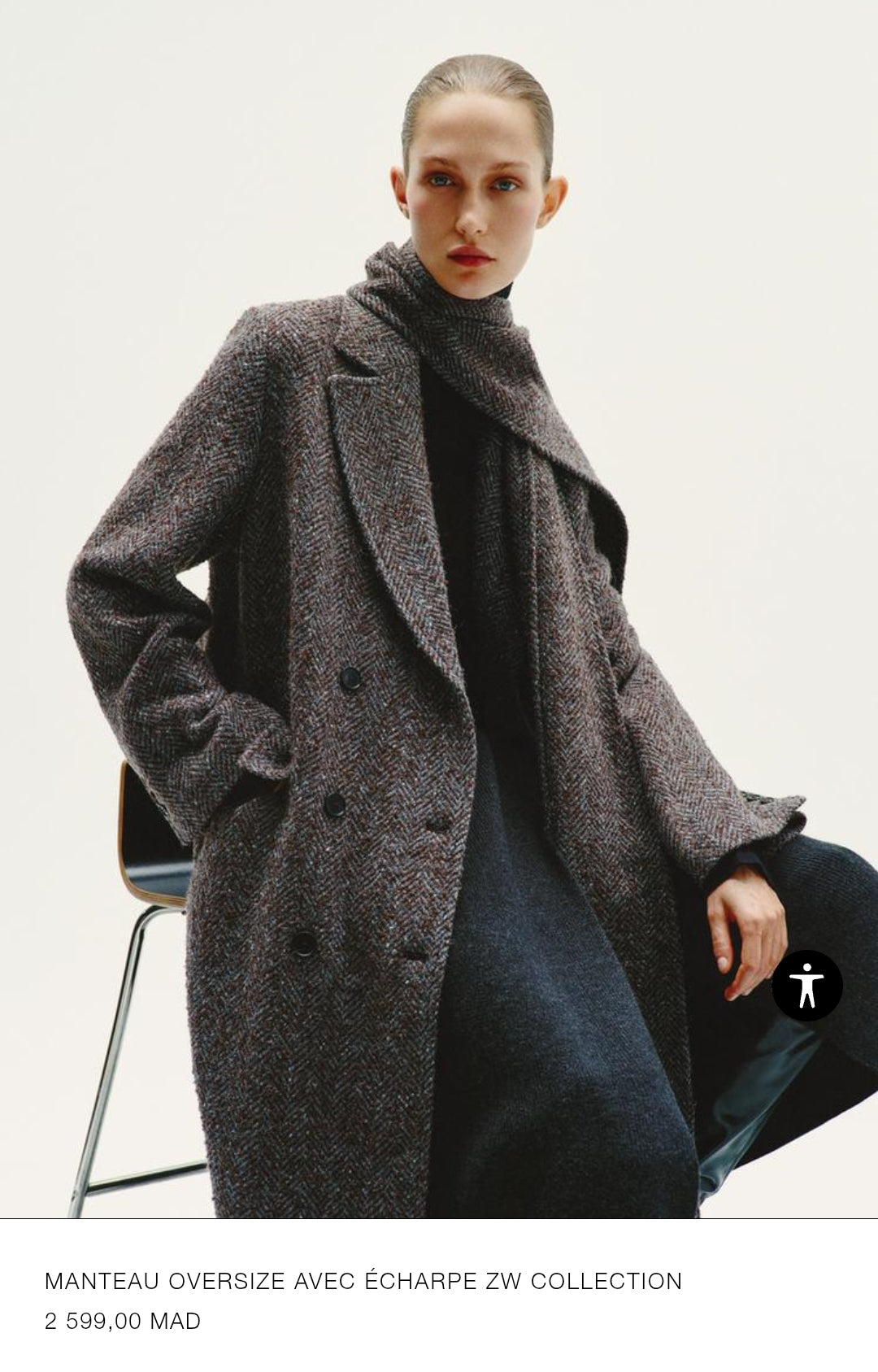 MANTEAU OVERSIZE AVEC ÉCHARPE ZW COLLECTION