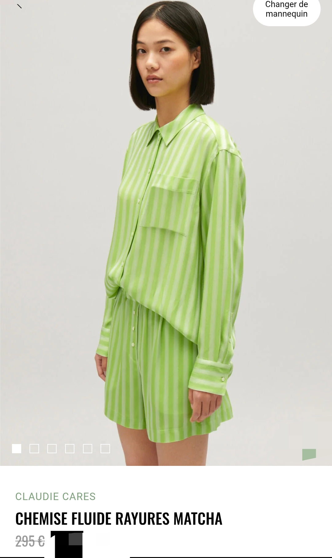 CLAUDIE PIERLOT CHEMISE FLUIDE RAYURES MATCHA