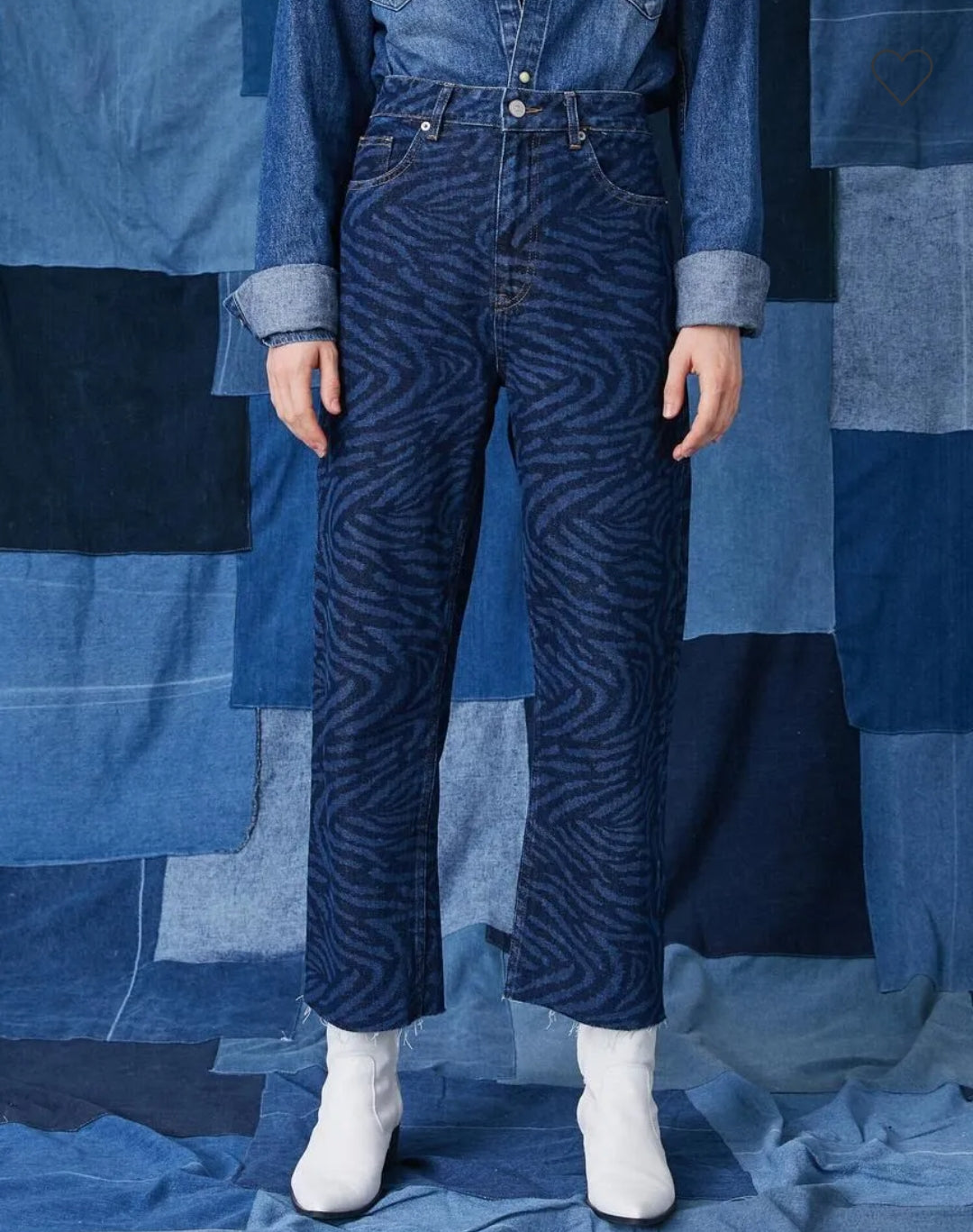 MANGO JEAN À JAMBES LARGES À MOTIFS