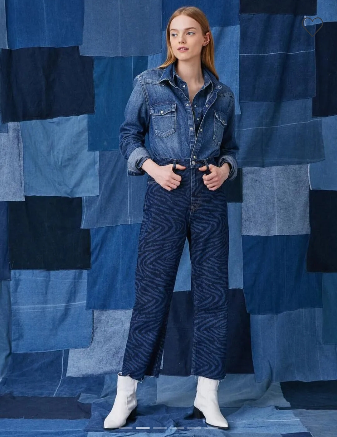 MANGO JEAN À JAMBES LARGES À MOTIFS