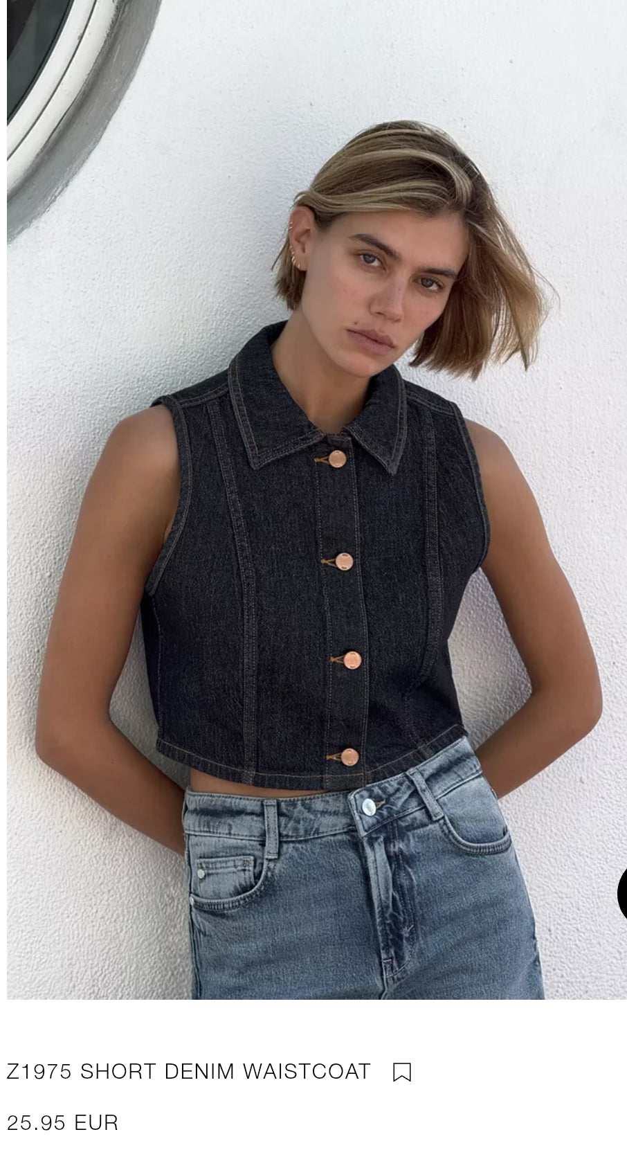 ENSEMBLE GILET SANS MANCHES Z1975 COURT EN DENIM | JEAN Z1975 BOOTCUT TAILLE HAUTE AVEC CEINTURE