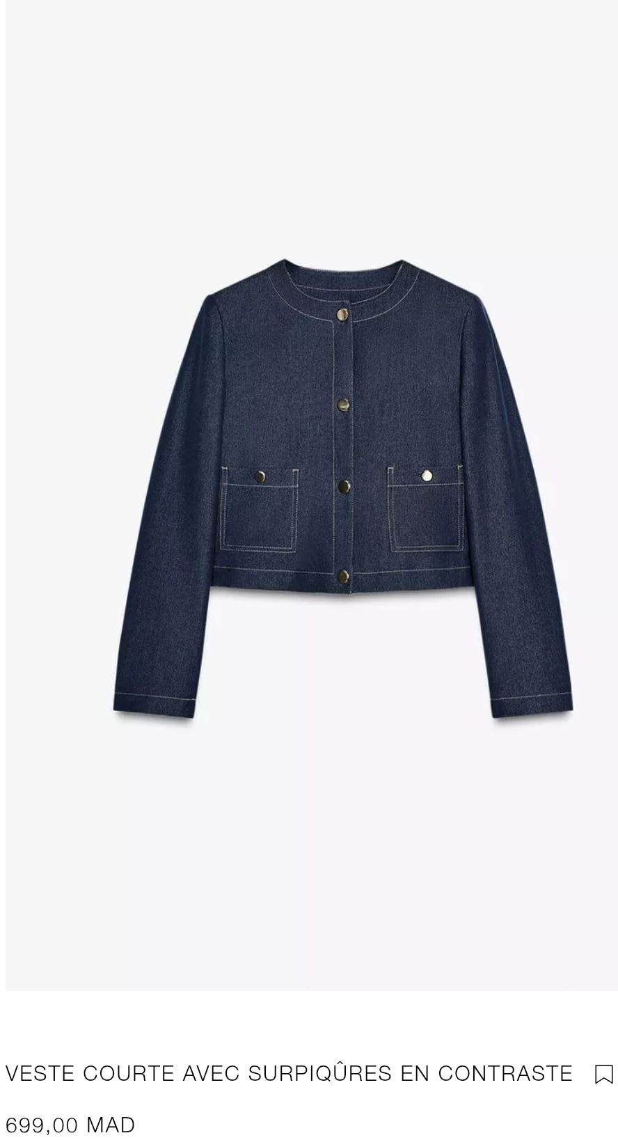 ENSEMBLE VESTE COURTE AVEC SURPIQÛRES EN CONTRASTE | PANTALON LARGE À SURPIQÛRES CONTRASTANTES