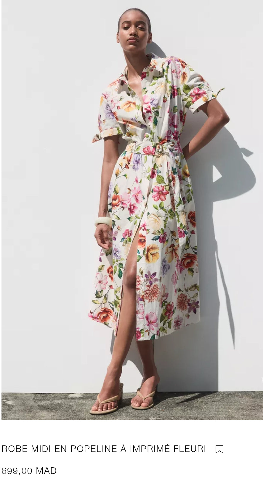 ROBE MIDI EN POPELINE À IMPRIMÉ FLEURI