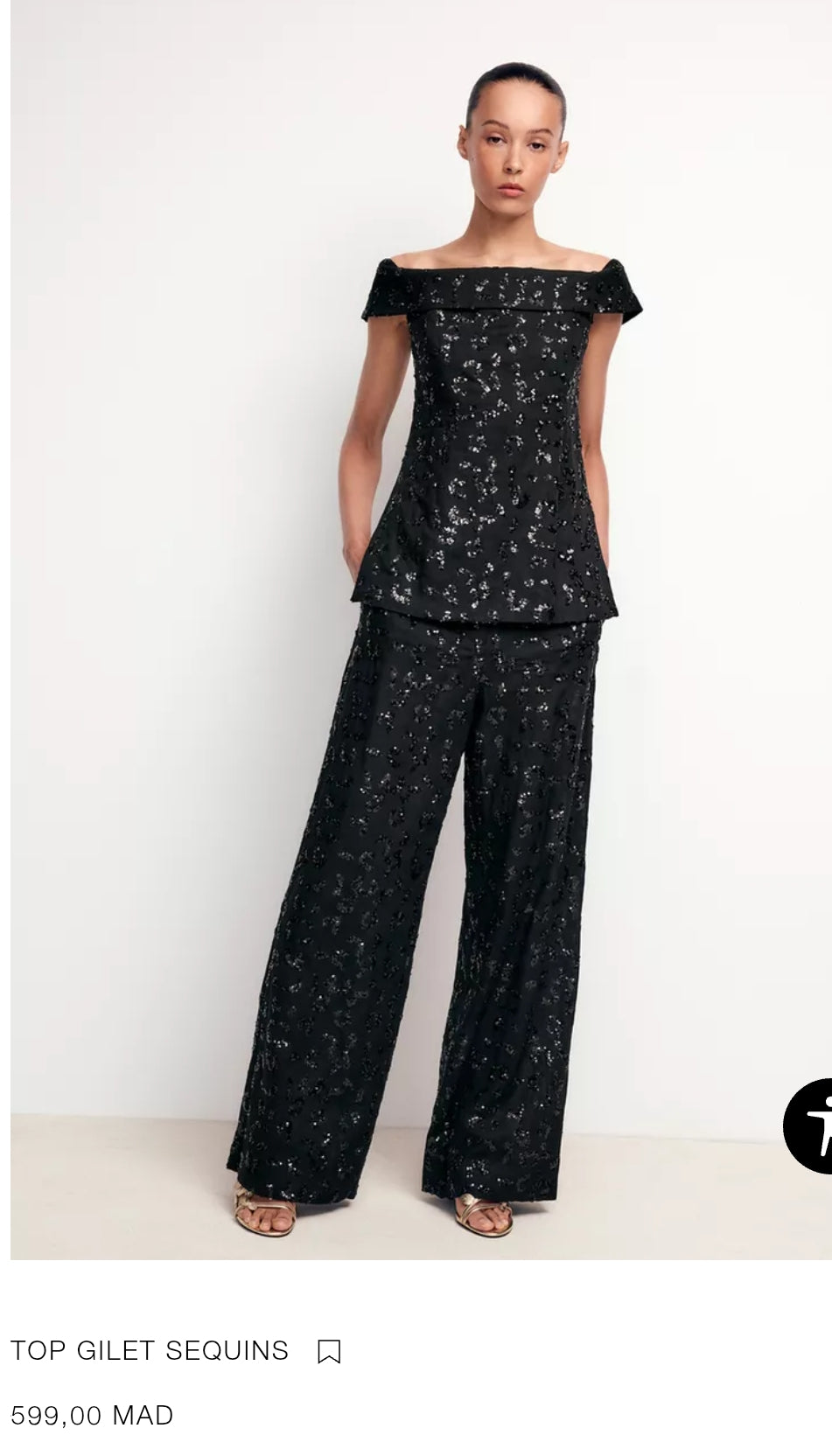 ENSEMBLE TOP GILET | PANTALON VOLUME SEQUINS