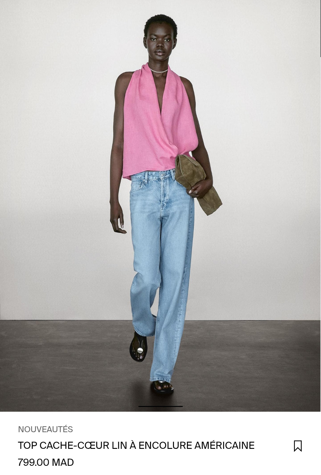 MASSIMO DUTTI TOP CACHE-COEUR LIN À ENCOLURE AMÉRICAINE
