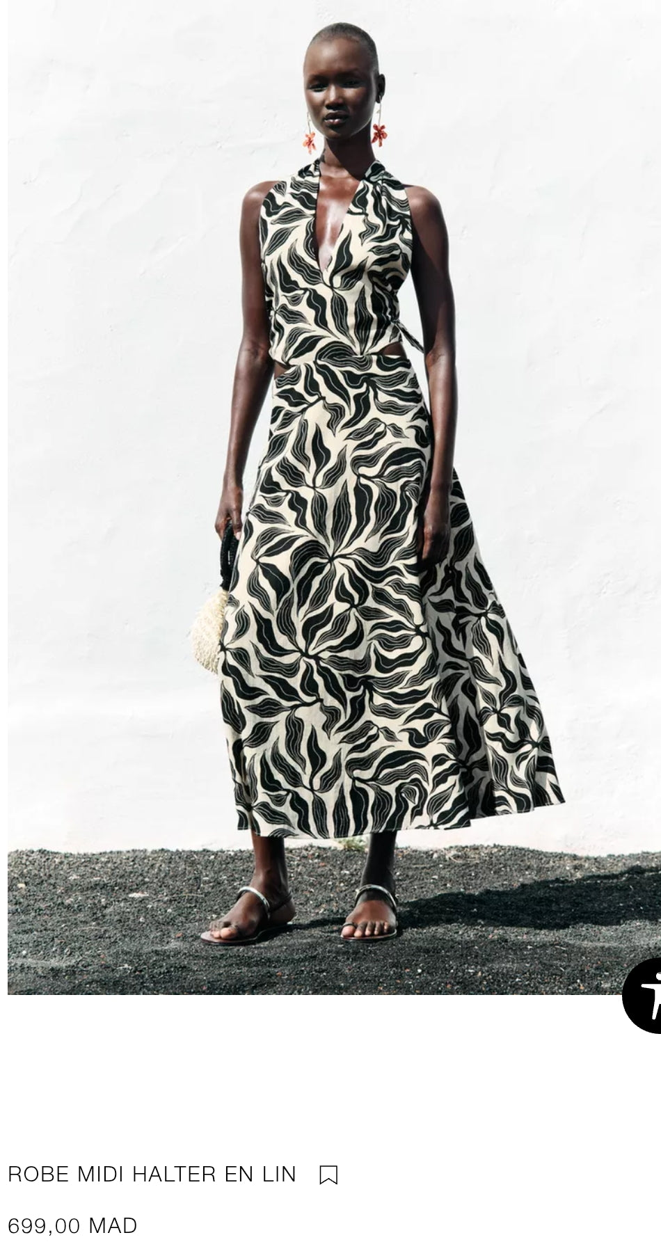 ROBE MIDI HALTER EN LIN