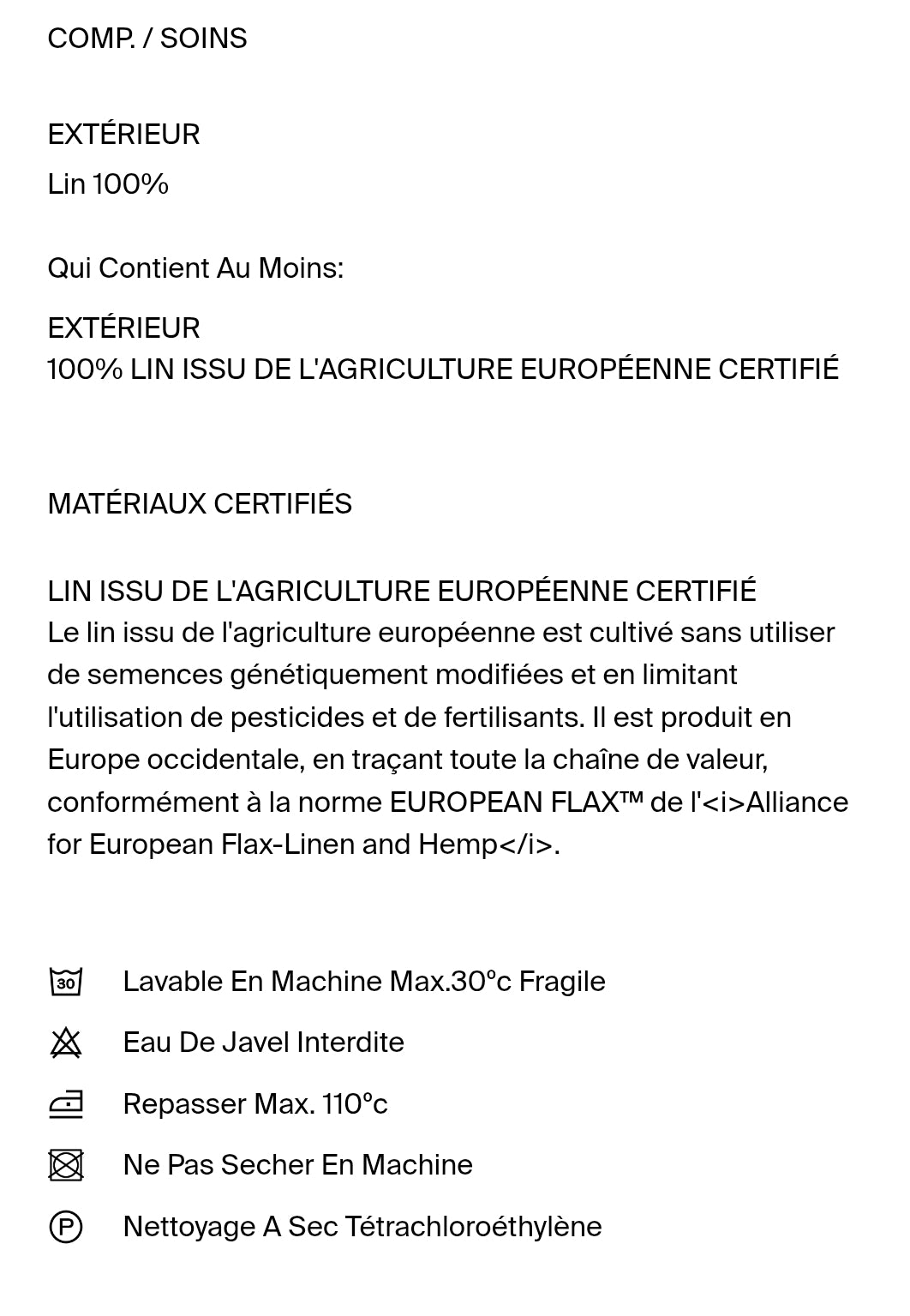 CHEMISIER 100 % LIN AVEC COUTURES