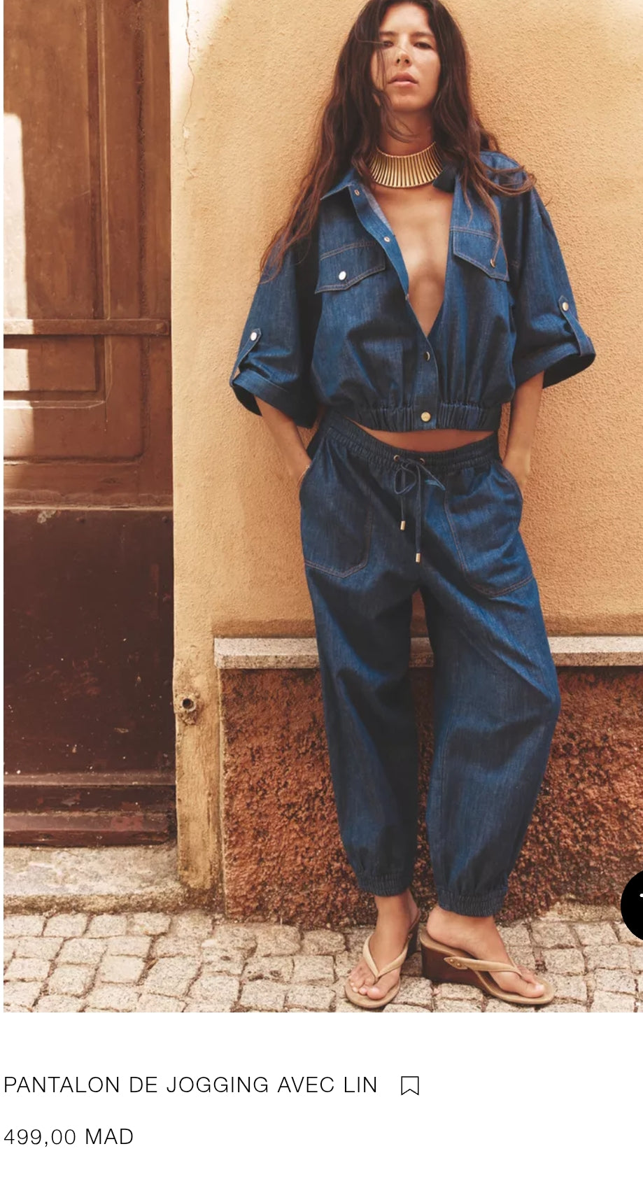 ENSEMBLE VESTE EN LIN À MANCHES COURTES | PANTALON DE JOGGING AVEC LIN