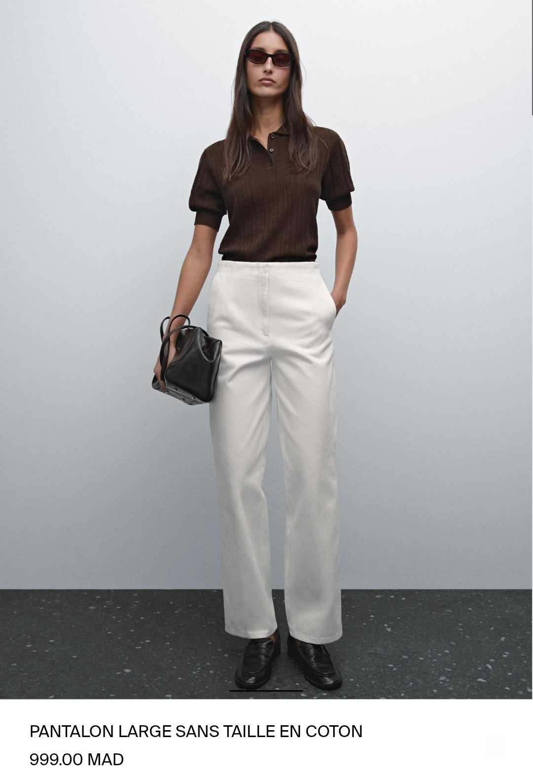 MASSIMO DUTTI PANTALON LARGE SANS TAILLE EN COTON