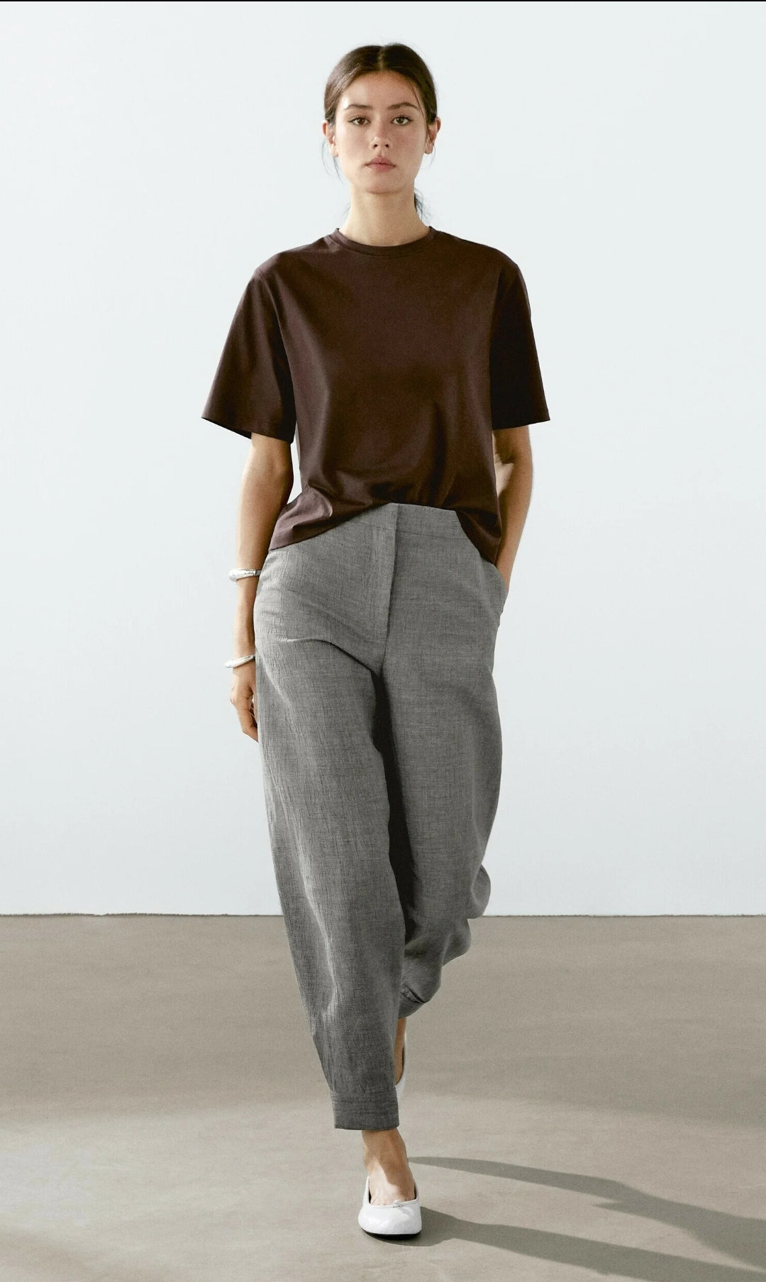 MASSIMO DUTTI SHORT SLEEVE T-SHIRT WITH TOPSTITCHING DETAIL