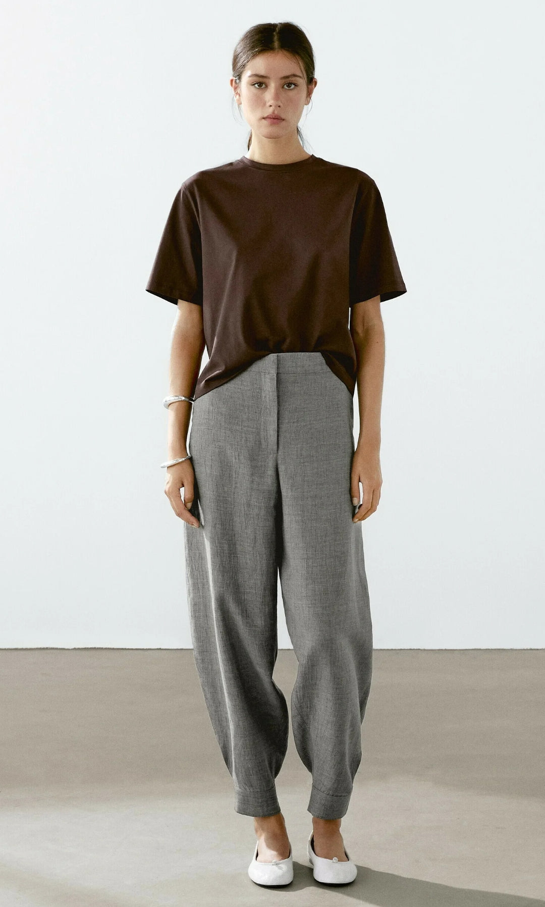 MASSIMO DUTTI SHORT SLEEVE T-SHIRT WITH TOPSTITCHING DETAIL