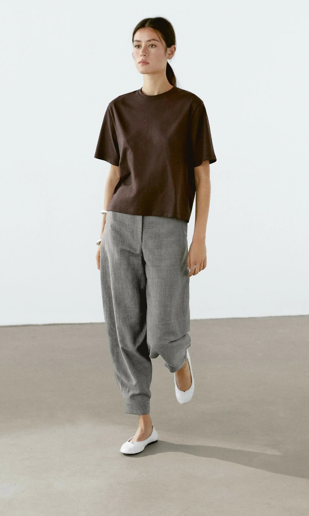 MASSIMO DUTTI SHORT SLEEVE T-SHIRT WITH TOPSTITCHING DETAIL