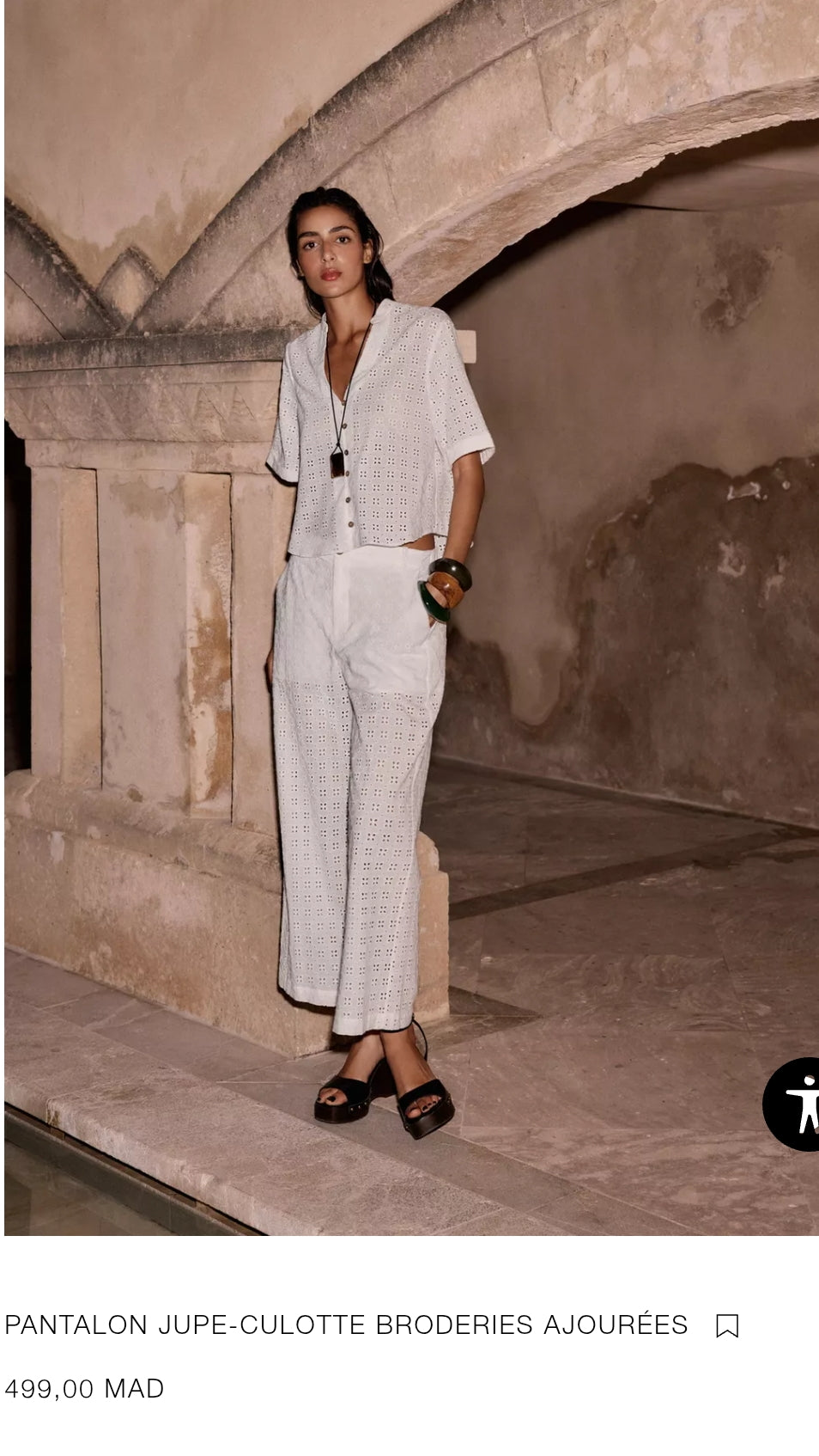 PANTALON JUPE-CULOTTE BRODERIES AJOURÉES