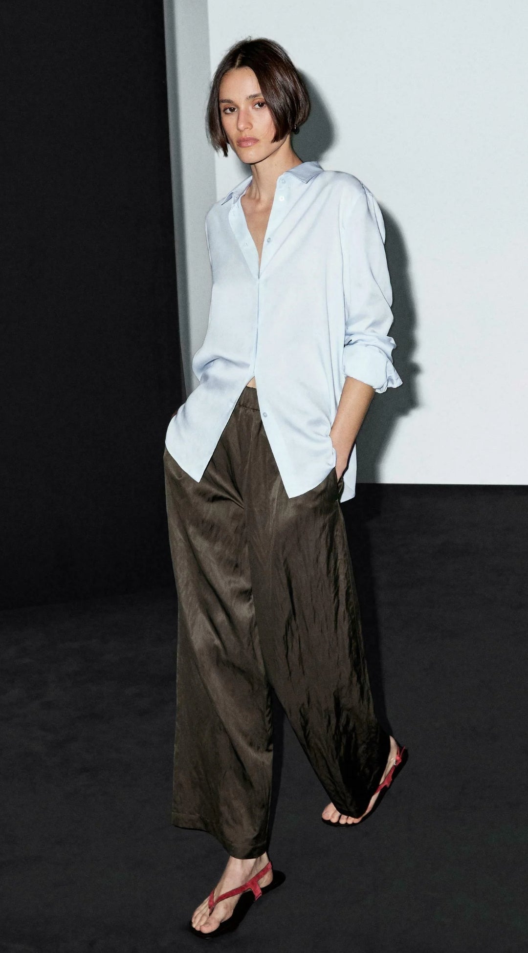 WIDE-LEG PANTALON CLASSIQUE EN FLANELLE