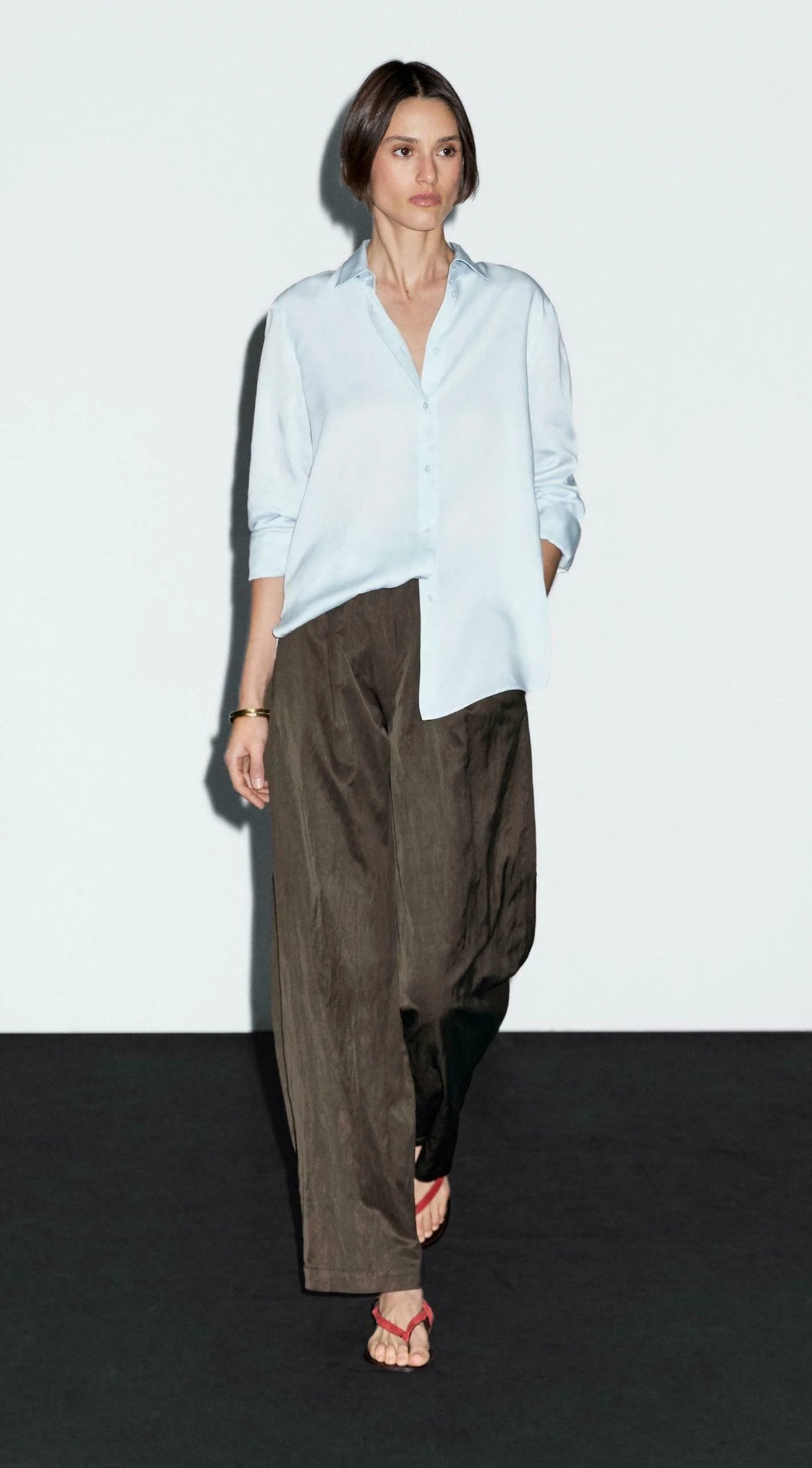 WIDE-LEG PANTALON CLASSIQUE EN FLANELLE