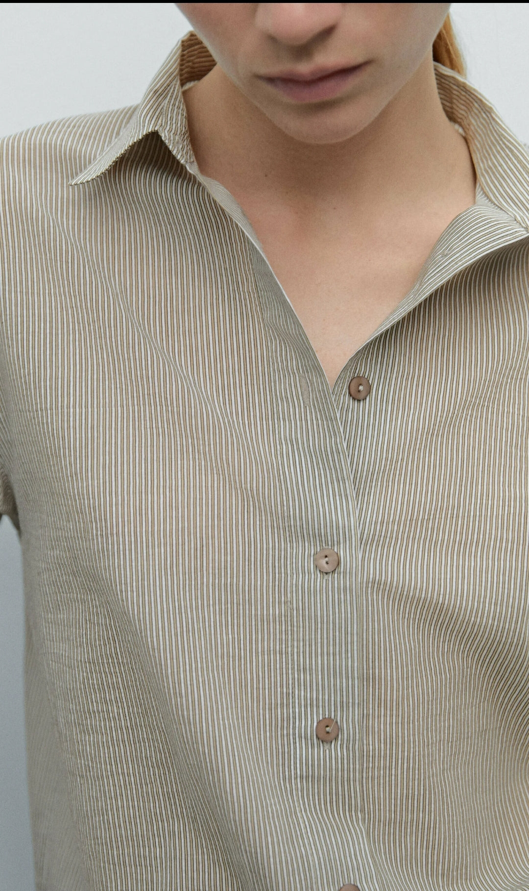 CHEMISIER CROPPED STRIPED COTTON BLEND SHIRT