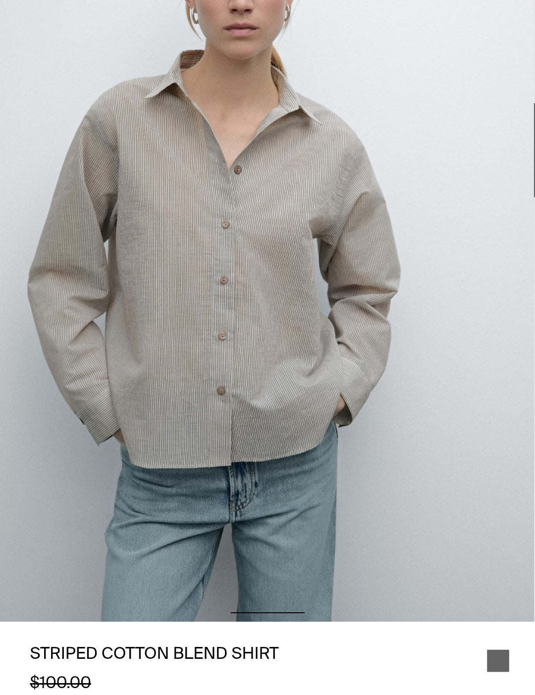 CHEMISIER CROPPED STRIPED COTTON BLEND SHIRT